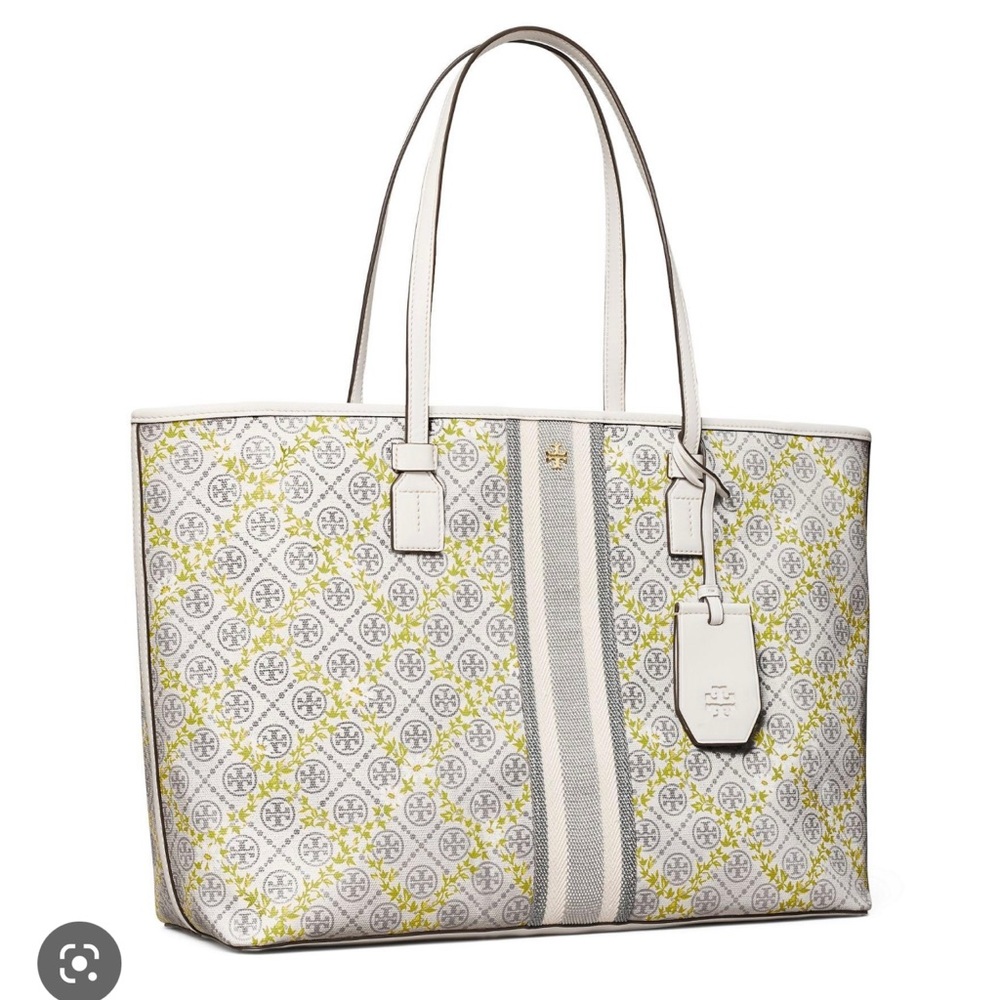 Tory Burch Floral Vine Top Zip Large Tote Bag